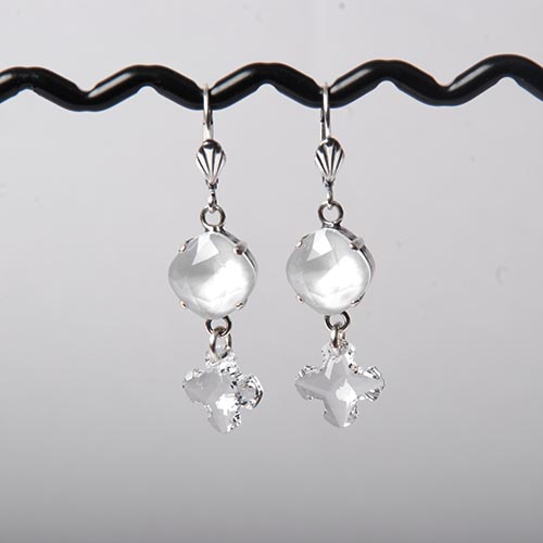 Powder Grey Fancy Stone Earrings